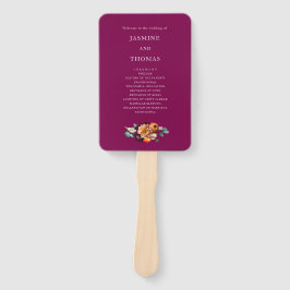 deep pink orange Floral Wedding Ceremony Fan