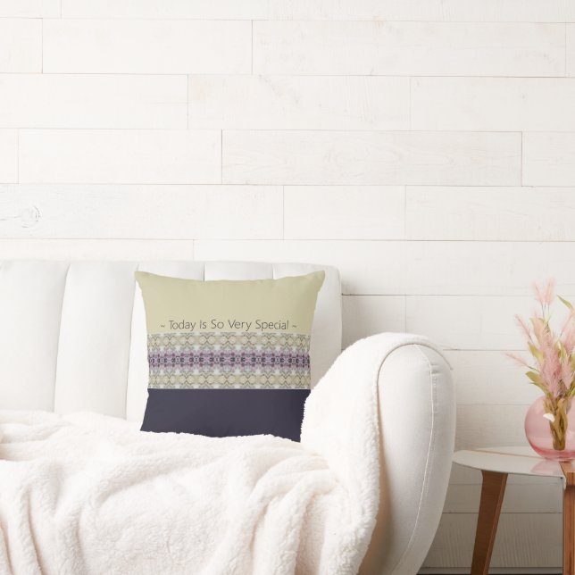 Deep Plum Rosa Beige och Light Grått Modern Kudde (Soffa)