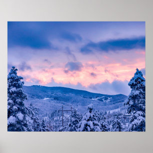 Deep Powder/ Fire Orange and Blue Sunset Poster
