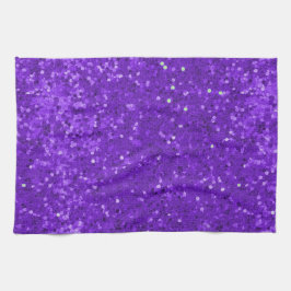 Deep Purple Glam Faux Glitter Pattern Kökshandduk