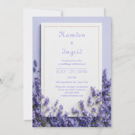 Deep Purple Lavender Rustic Gold Frame Inbjudningar