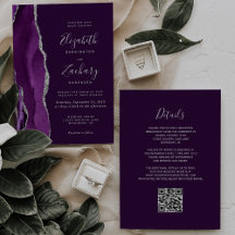 Deep Purple Silver Agat QR-kod Bröllop