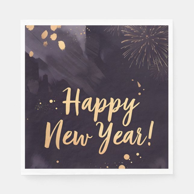 Deep Purple Strokes-New Year's Card Pappersservett (Framsidan)