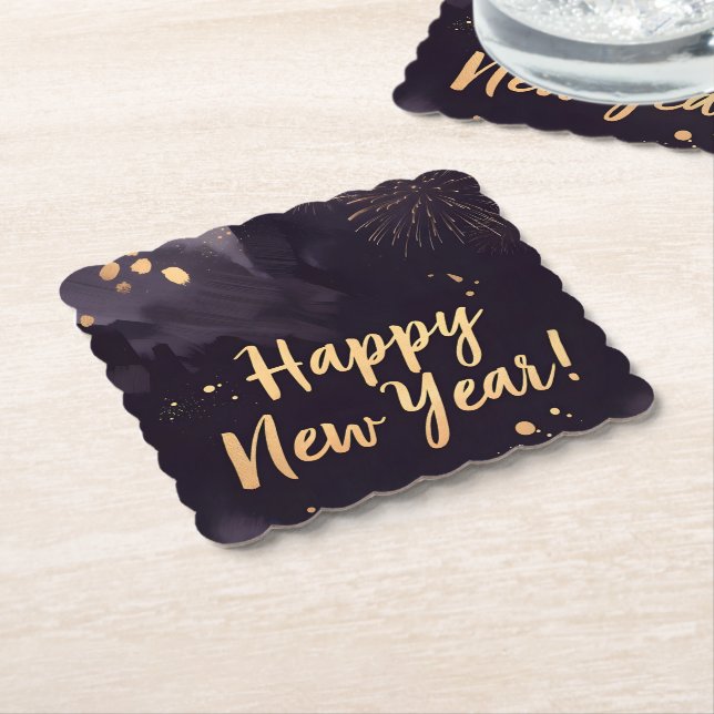 Deep Purple Strokes-New Year's Card Underlägg Papper (Vinklad)