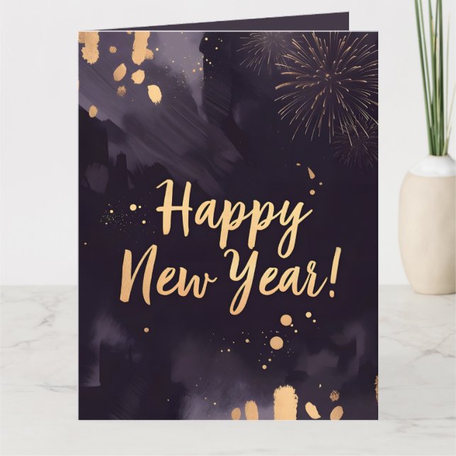 Deep Purple Strokes-Nyårskort Kort (Framsida)