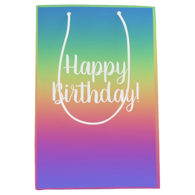 Deep Rainbow Gradient Birthday Gift Bag (Framsidan)