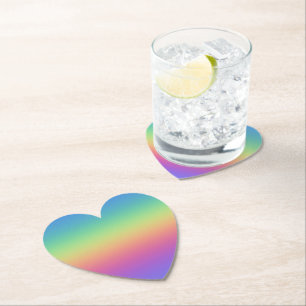 Deep Rainbow Gradient Heart Papper Underlägg