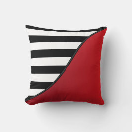 Deep Red and Black and White Rand Reversible Kudde
