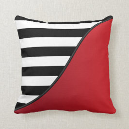 Deep Red and Black and White Rand Reversible Kudde
