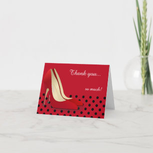 Deep Red, Black Polka dots och Red Pumps Tack Kort