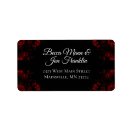 Deep Red Blommigt Elegant Gothic Bröllop Adressetikett