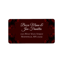 Deep Red Blommigt Elegant Gothic Bröllop Adressetikett
