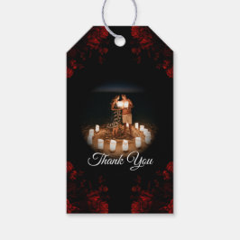 Deep Red Blommigt Elegant Gothic Bröllop Presentetikett