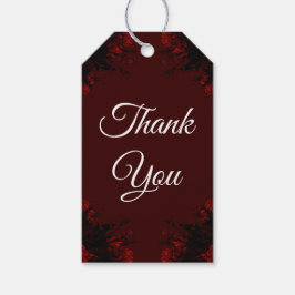 Deep Red Blommigt Elegant Gothic Bröllop Presentetikett