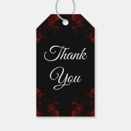 Deep Red Blommigt Elegant Gothic Bröllop Presentetikett