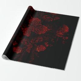 Deep Red Blommigt Elegant Gothic Bröllop Presentpapper