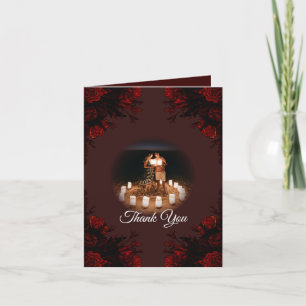 Deep Red Blommigt Elegant Gothic Bröllop Tack Kort