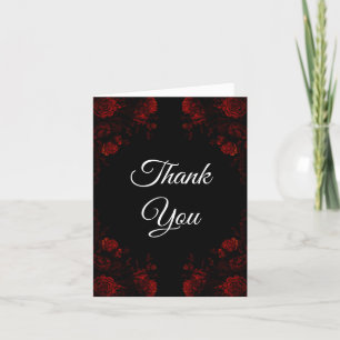 Deep Red Blommigt Elegant Gothic Bröllop Tack Kort