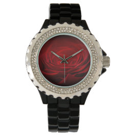 Deep Red Blood Ro on Black Armbandsur