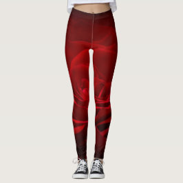 Deep Red Blood Ro on Black Leggings