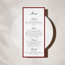 Deep Red Border Wedding Menu Card Meny