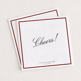 Deep Red Border Wedding Napkins Pappersservett