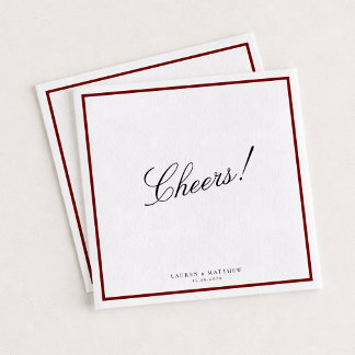 Deep Red Border Wedding Napkins Pappersservett