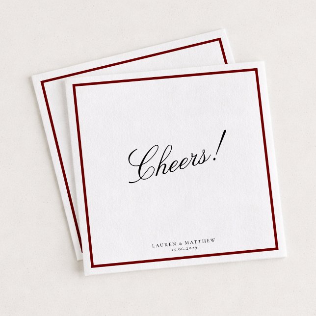 Deep Red Border Wedding Napkins Pappersservett (Skapare uppladdad)