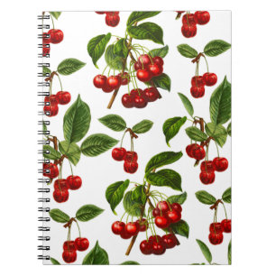 Deep Red Botanical Cherry Skriv ut bärbar dator Anteckningsbok