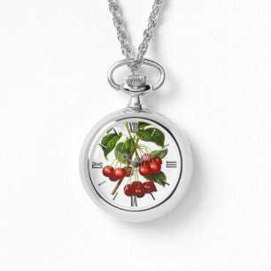 Deep Red Botanical Cherry Skriv ut Wrap Watch Armbandsur