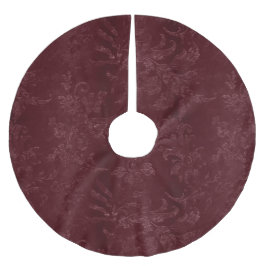 Deep Red Burgundy Floral Christmas Julgransmatta Borstad Polyester