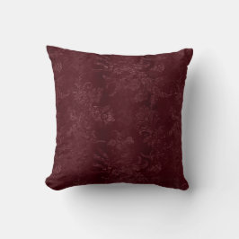 Deep Red Burgundy Floral Christmas Kudde