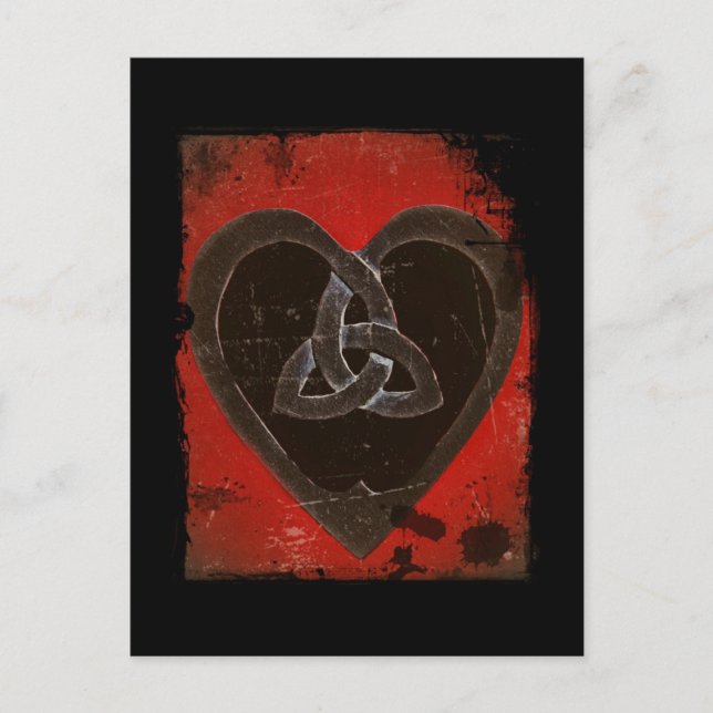 Deep Red Celtic Heart Vykort (Framsida)
