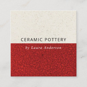 DEEP RED CERAMIC POTTERY GLAZZED SPECKKKED STRUKTU FYRKANTIGT VISITKORT