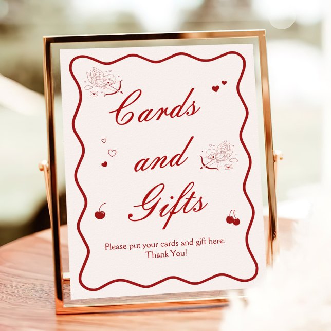 Deep Red Cherry Bridal Shower Cards and Gifts Poster (Skapare uppladdad)