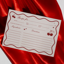 Deep Red Cherry On Top Bridal Shower Recipe Card Inbjudningar