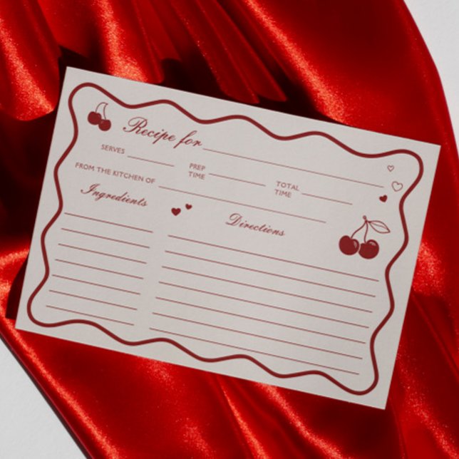 Deep Red Cherry On Top Bridal Shower Recipe Card Inbjudningar (Skapare uppladdad)
