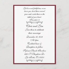Deep Red Elegant Bible Scripture Bröllop Inbjudningar