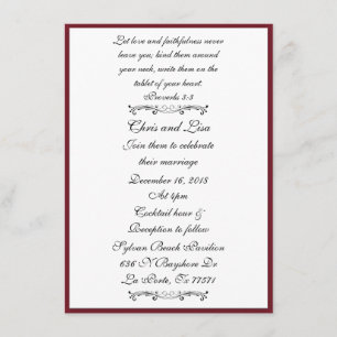 Deep Red Elegant Bible Scripture Bröllop Inbjudningar