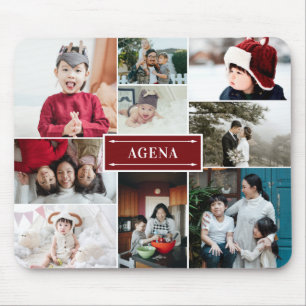 Deep Red Family Photo Collage & Namn Musmatta