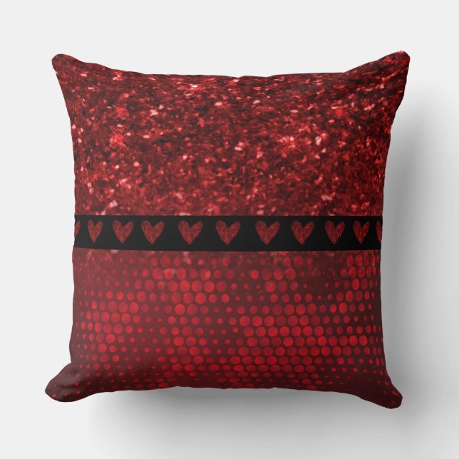 Deep Red Faux Glitter Ljus Kudde (Framsida)