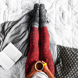 Deep Red Faux Glitter Ljus Leggings
