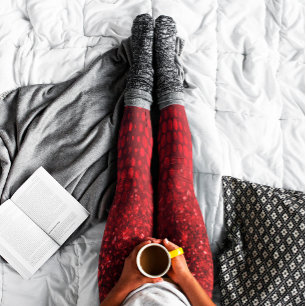 Deep Red Faux Glitter Ljus Leggings