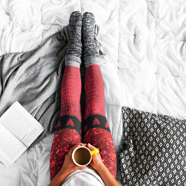 Deep Red Faux Glitter Ljus Leggings