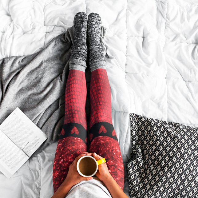Deep Red Faux Glitter Ljus Leggings (Skapare uppladdad)