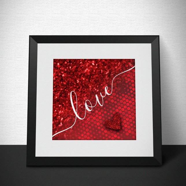 Deep Red Faux Glitter Ljus Poster (Skapare uppladdad)