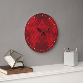 Deep Red Faux Glitter Ljus Stor Klocka
