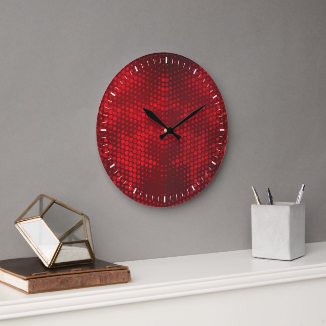 Deep Red Faux Glitter Ljus Stor Klocka (Kontor)