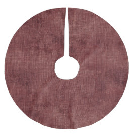 Deep Red Faux Linen (linenutseende) Julgransmatta Borstad Polyester