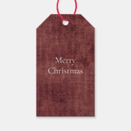 Deep Red Faux Linen (linenutseende) Presentetikett